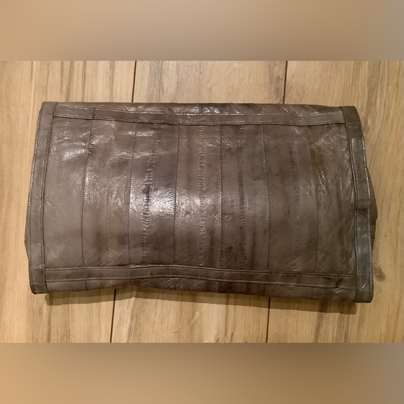 vintage FOUR XL POCKETS under flap 100% Eelskin Large Clutch EDC - Picture 3 of 9